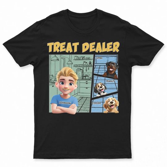 Discover More Color Funny Comic Pet Lover Treat  Cute Dog Cat - Personalized T Shirt