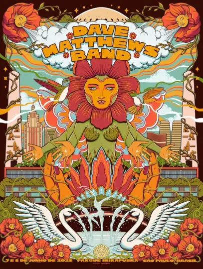 Discover Dave Matthews Band in Sao Paulo, Brasil on Jun 7-9, 2025 Tour Poster, gift fans