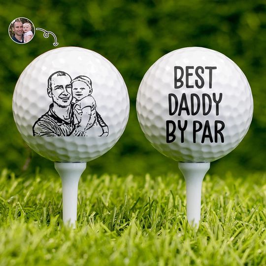 Discover Custom Photo Pencil Drawing Best Daddy By Par - Personalized Golf Ball