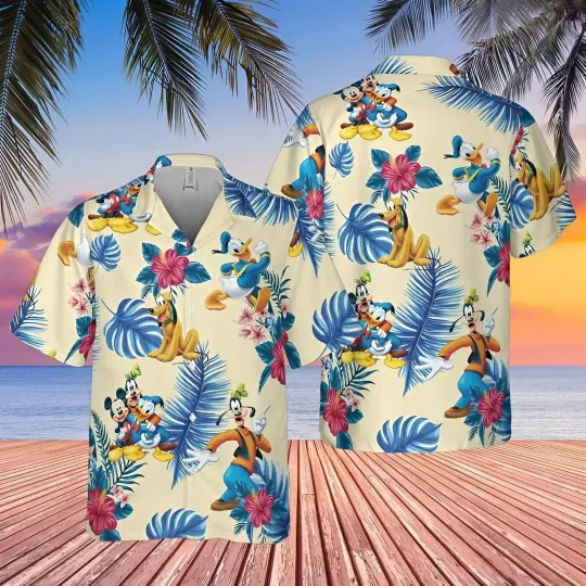 Discover Hawaiian Shirt Disneyyy Mickeyy goofyy Donald Print Aloha Summer Beach Top