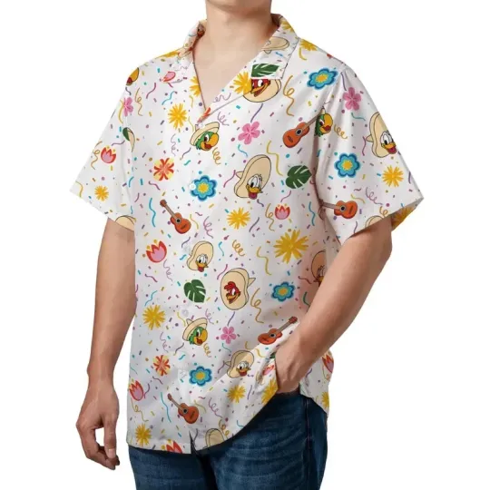 Discover Cartoon Mexican Shirt – José Carioca Guitar Floral Fiesta Party Top