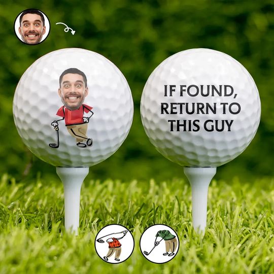 Discover Custom Photo If Found Return To This Guy Funny Art - Personalized Golf Ball