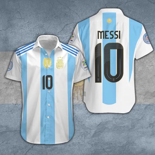 Discover Lionel Messi x Argentina National Football Team Short Sleeve Hawaiian Shirt