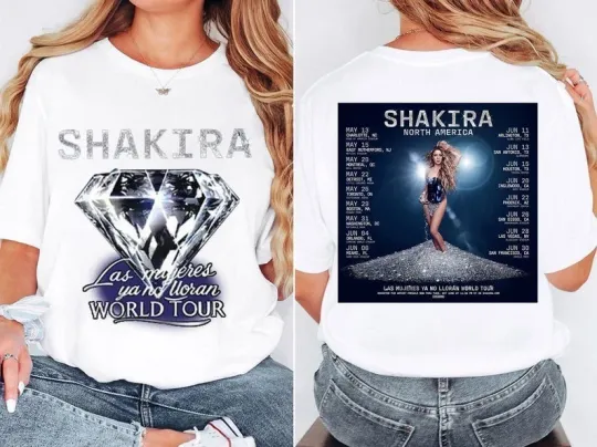 Discover Shakira Las Mujeres Ya No Lloran World Tour 2025 North America T-Shirt, Shakira T-Shirt