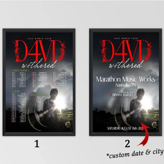 Discover Custom Poster - D4vd Withered 2025 World Tour Poster