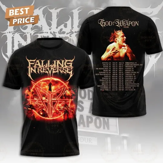 Discover Falling In Reverse God Is A Weapon Tour 3D T-Shirt