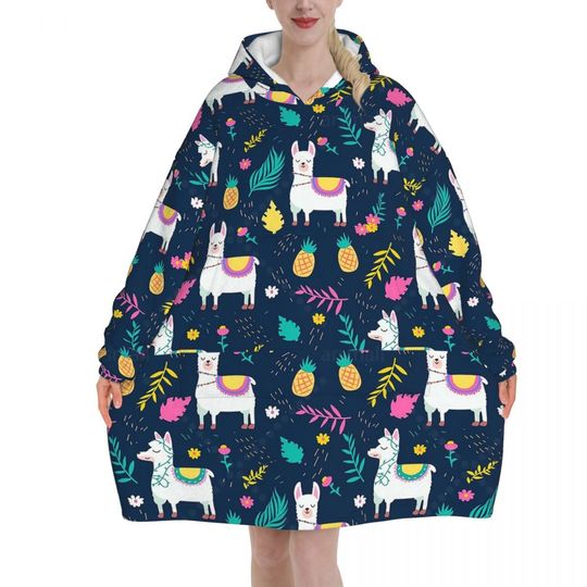 Discover Alpaca Wearable Flannel Blanket Hoodie