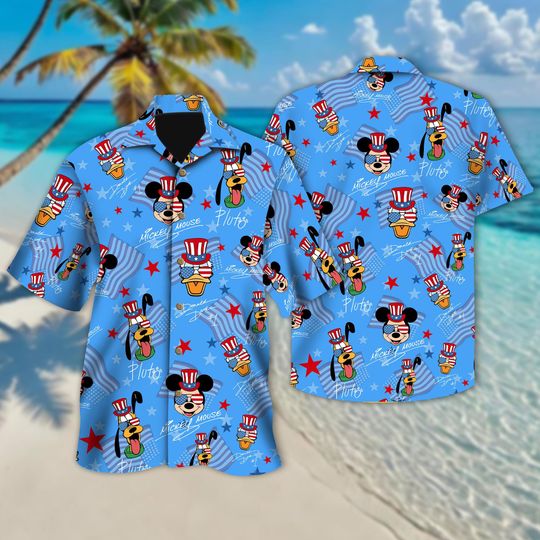Discover Mickeyy Donald plutoo Disneyyy Signatures Hawaiian Shirt