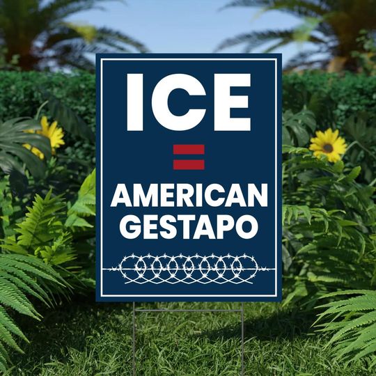 Discover ICE Equals American Gestapo Protest Sign, Abolish ICE Protest Sign, No Kings in America Protest Sign, Since 1776 Patriotic Statement