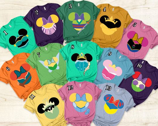 Discover Custom Mouse Shaped Princess Group Shirt, Princess Party Family Matching Tee