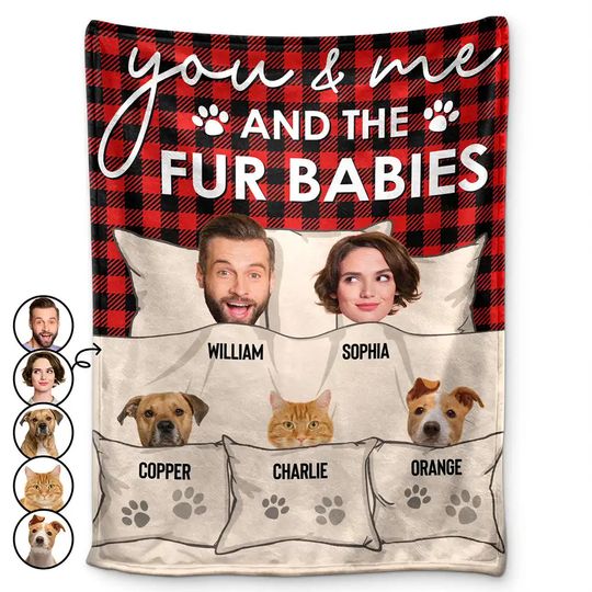 Discover Custom Photo You & Me And The Dogs Cats Fur Babies - Personalized Fleece Blanket, Sherpa Blanket