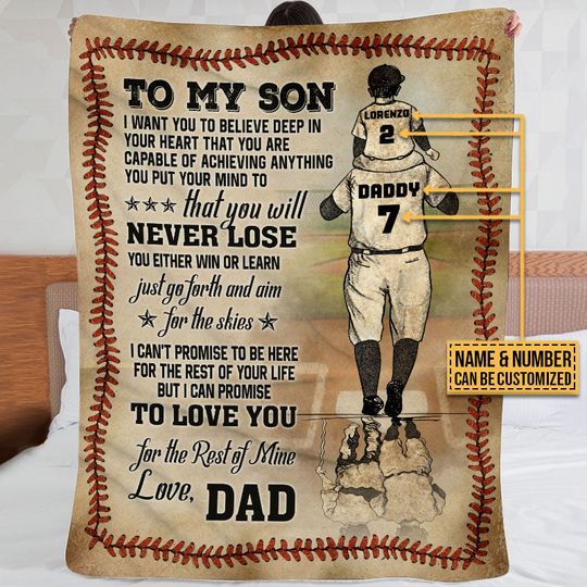 Discover Personalized Baseball Dad And Son Never Lose Customized Fleece Blanket