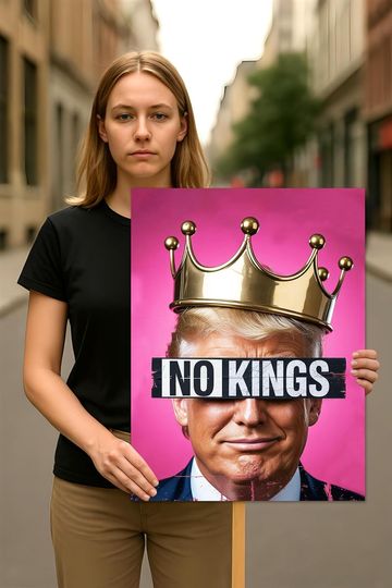 Discover No Kings In America Protest Sign, Anti-Trump Resistance, Political Activist