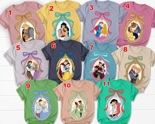 Discover Disneyyy Princess And Prince Coquette Bow Shirt, Disneyyy Vintage Tee