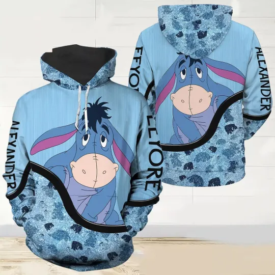 Discover Personalized Never Too Old For Eeyoree Donkey winniee the poohh 3D HOODIE