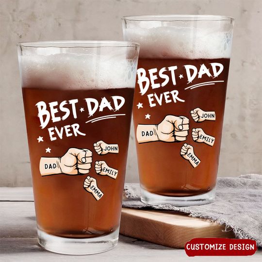 Discover The Best Dad Ever - Personalized Beer Glass - Gift For Dad, Father, Grandfather