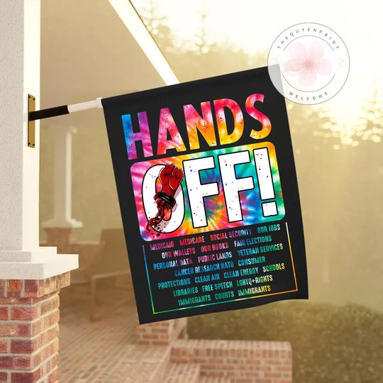 Discover Hand Off Garden Flag , Anti Trump House Flag