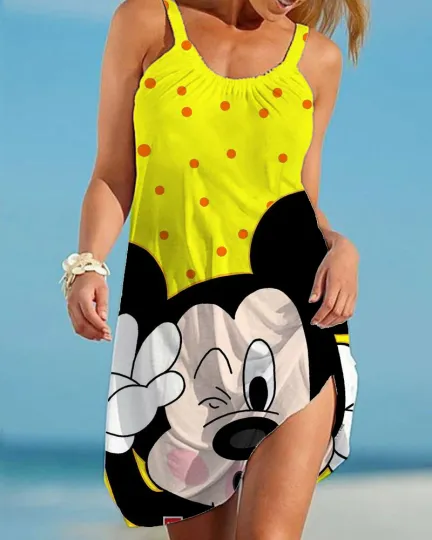 Discover Summer Disneyyy Women's Beach Dress Sexy Cartoon Minniee
