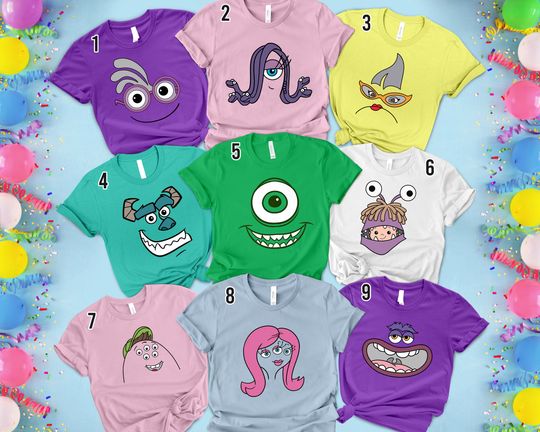 Discover Disneyyy Monsterss Incc Face Outline Family Shirt, Monsters Costume Halloween Shirt