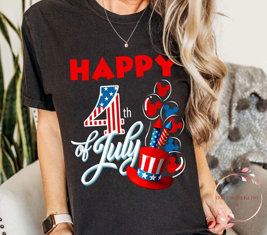 Discover Retro Happy 4th of July Shirt | Mickeyy Balloons Patriotic Tee