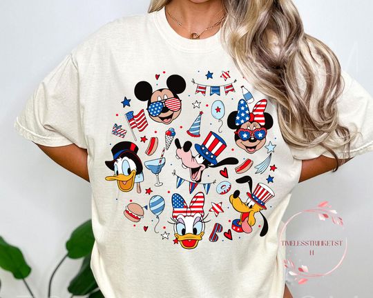 Discover Retro Disneyyy Food Party 4th of July Shirt | goofyy plutoo Tee