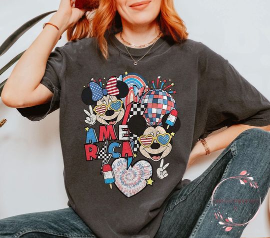 Discover Retro Mickeyy Minniee 4th of July Shirt | Vintage Disneyyy Couple Tee