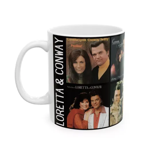Discover Loretta & Conway Ceramic Mug 11oz, Music Fan Gift, Coffee Cup, Classic Music