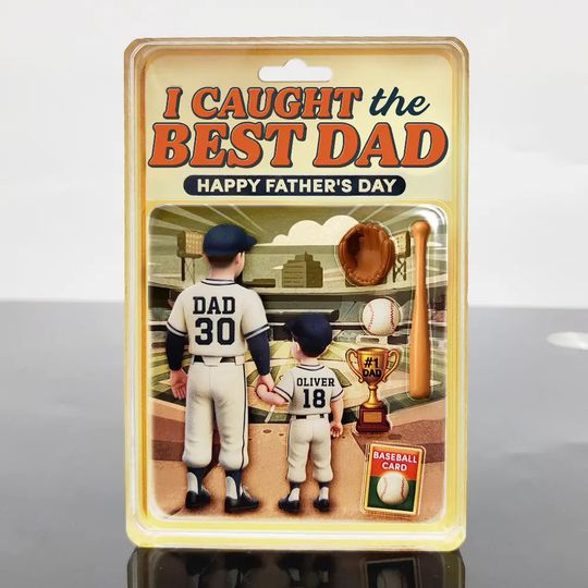 Discover Baseball I Caught The Best Dad Doll Box Effect Figure Style - Personalized Custom Acrylic Plaque
