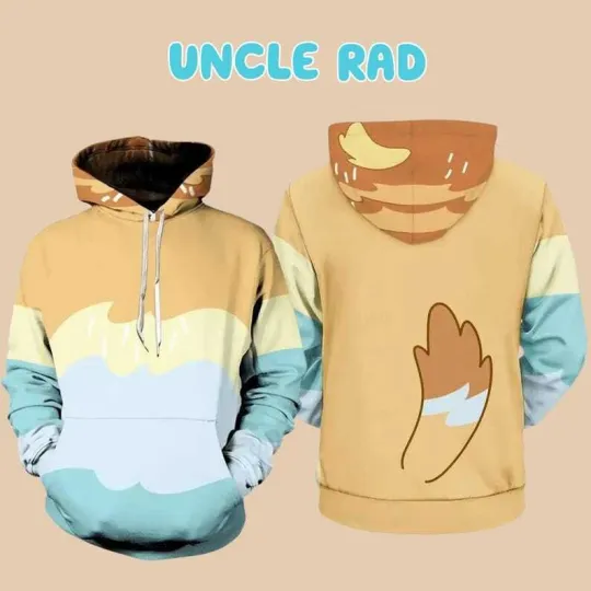 Discover Uncle Rad Dog Family 3D Cosplay Hoodie, Uncle Heeler Blue Dog Family 3D Shirt