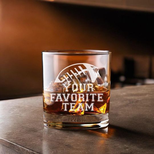 Discover Whiskey Rocks Glasses Football Fanatic, Your Favorite Team Etched Rock Glass Whiskey Glass