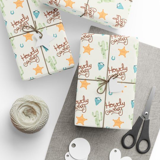 Discover Cowboy Baby Shower Wrapping Paper, Gift For Baby Boy
