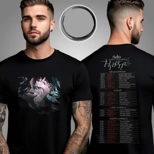 Discover Ado World Tour 2025 Fashionable Hibana Schedule Two Sided Unisex Shirt Gift Fan
