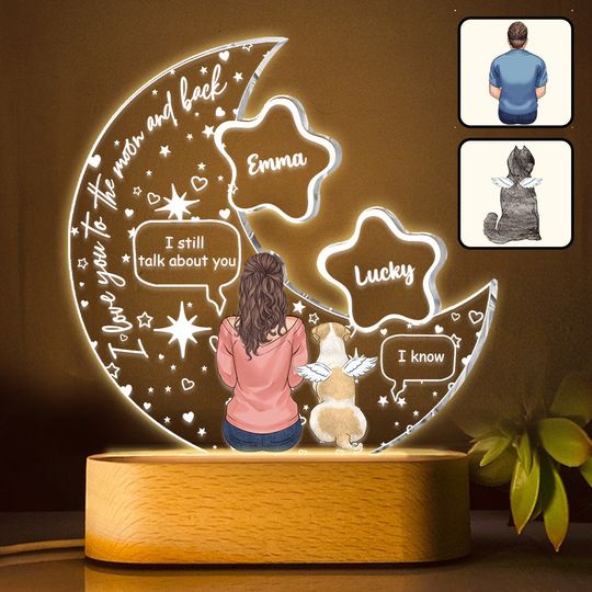 Discover I Miss You - Personalized Dog Shaped Plaque Light Base