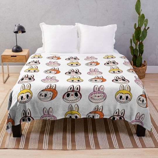 Discover Labubu monster sticker pack Throw Blanket
