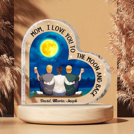 Discover Moon And Back - Gift for mom, grandma - Personalized Custom Shaped Acrylic Plaque