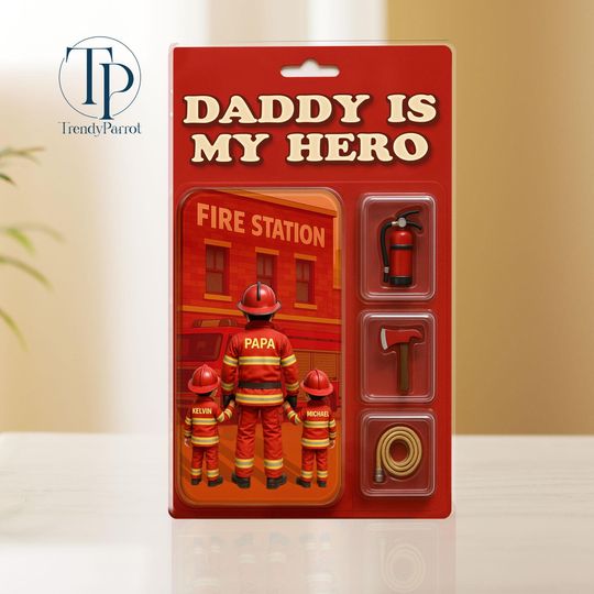 Discover Personalized Firefighter Acrylic Block, Father's Day Gifts, Gift from Kids