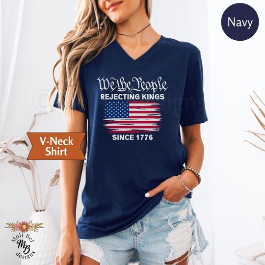 Discover Rejecting Kings Since 1776 Distressed Flag Shirt