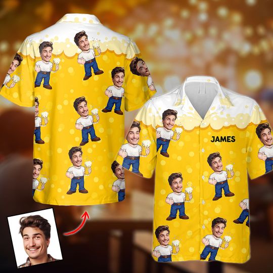 Discover Funny Beer Caricature Man - Personalized Beer Hawaiian Shirt