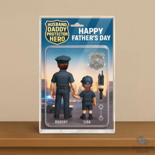 Discover Custom Name Husband Daddy Protector Hero Acrylic Block Plaque, Police Dad Acrylic Block Plaque