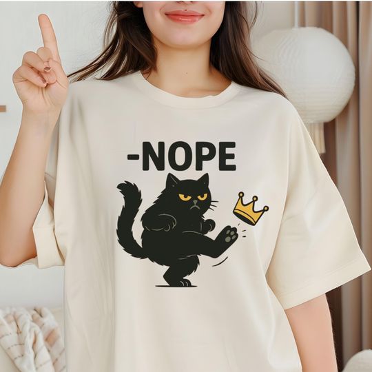 Discover No Kings in America Black Cat Shirt, Funny Political Meme Shirt