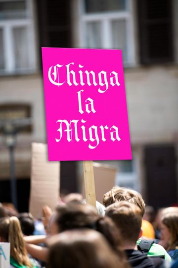 Discover Pink Chinga La Migra Protest sign