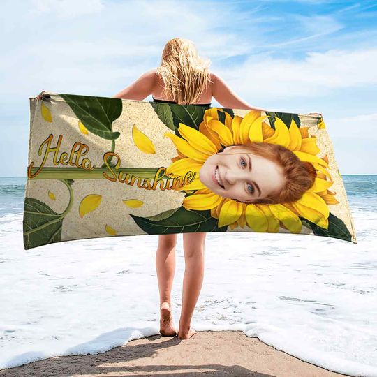 Discover Hello Sunshine - Personalized Sea Lover Beach Towel