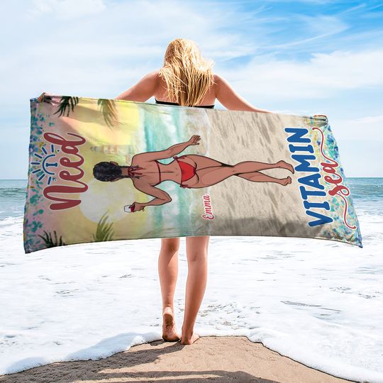 Discover Sandy Toes Sun Kissed Nose - Sea Lover gift for friend - Personalized Beach Towel