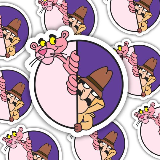 Discover Pink Panther | sticker, vinyl, cartoon, cat, detective, funny, tv show, 80s