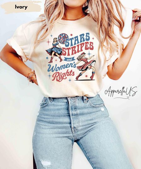 Discover Comfort Colors 4th of July Feminist Shirt, Stars Stripes And Women's Rights Tee