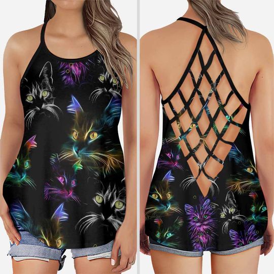 Discover Cat Mom Cross Tank Top