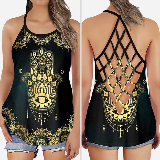 Discover Hamsa Hand - Cross Tank Top