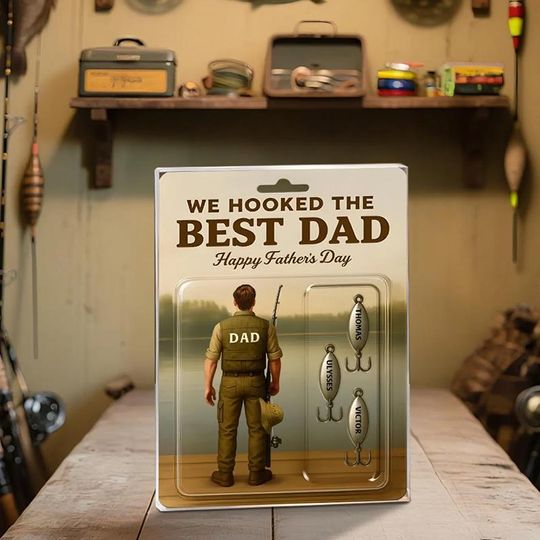 Discover Personalized Father's Day Gift for Dad, We Hooked The Best Dad Fishing Acrylic Block Plaque