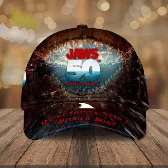 Discover Jaws Baseball Cap AOP, Jaws Baseball Cap