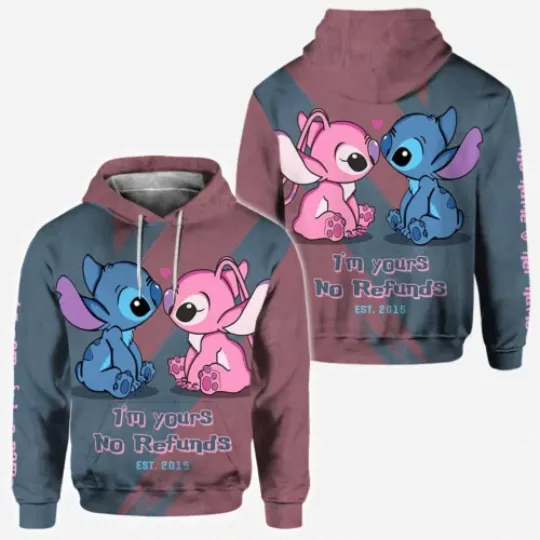 Discover Personalized Stitchh And Lilo I'm Yours No Returns Or Refunds Hoodie 3D Us Size